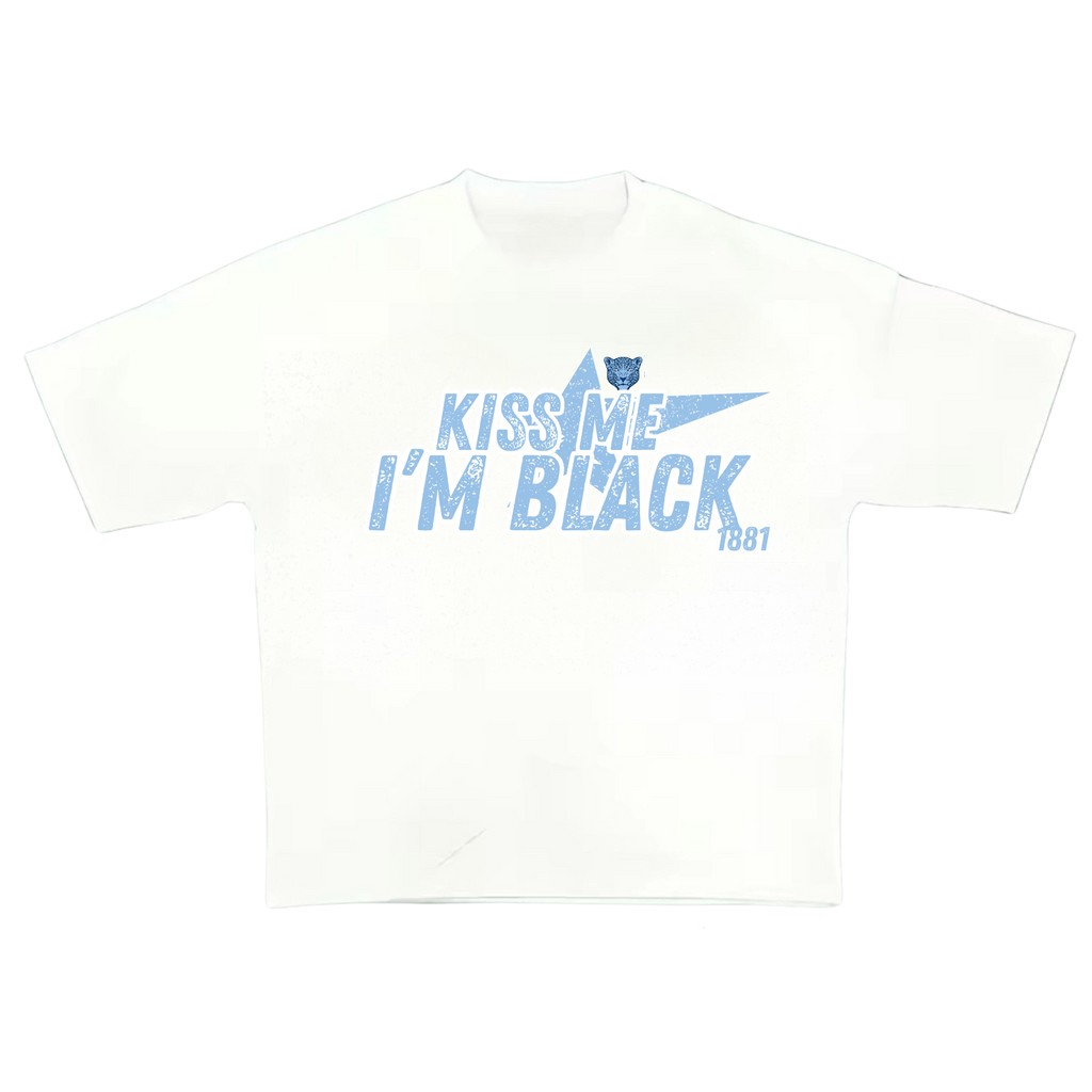 "KISS ME I'M BLACK" Spelman Boxy Heavyweight Tee