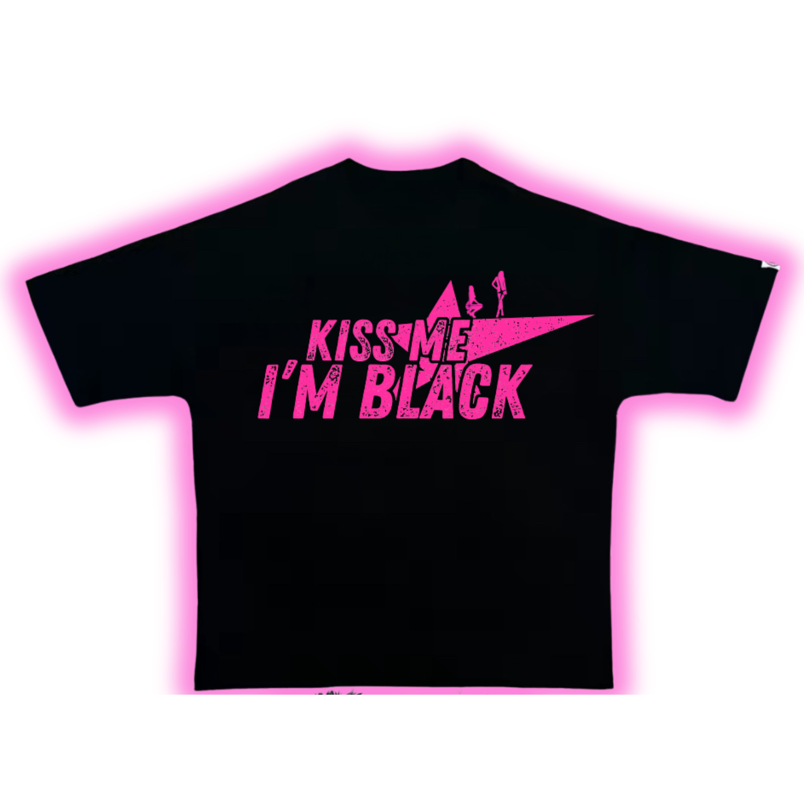 "KISS ME I'M BLACK"  Black & Pink Boxy Heavyweight Tee