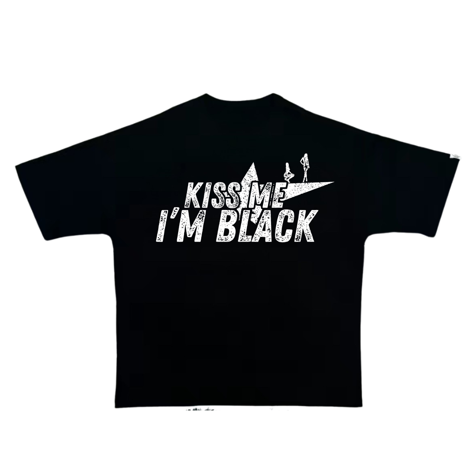 "KISS ME I'M BLACK"  Black Boxy Heavyweight Tee