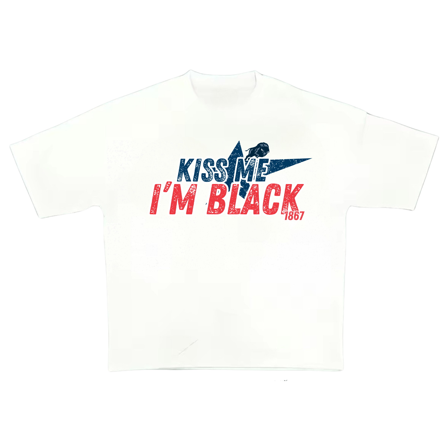 "KISS ME I'M BLACK" HOWARD White Boxy Heavyweight Tee