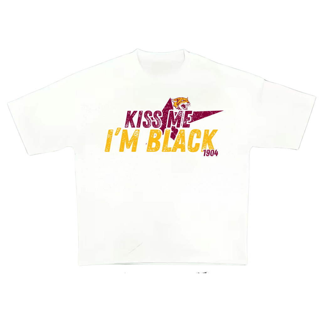 "KISS ME I'M BLACK" Bethune-Cookman Boxy Heavyweight Tee