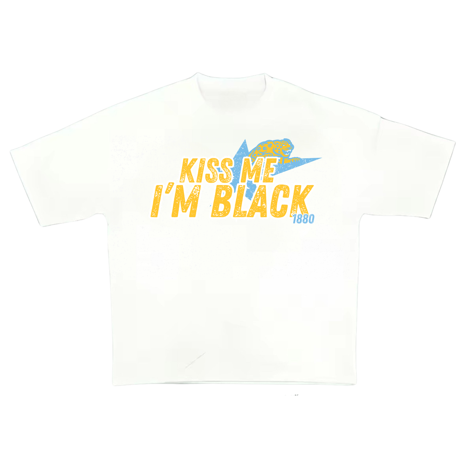 "KISS ME I'M BLACK" Southern U White Boxy Heavyweight Tee